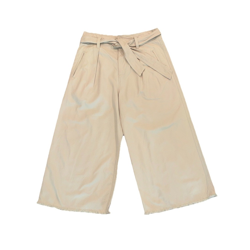 Isabel Marant Etoile Beige Wide Leg Ankle Cotton Pleated Pants Women's Sz 40
